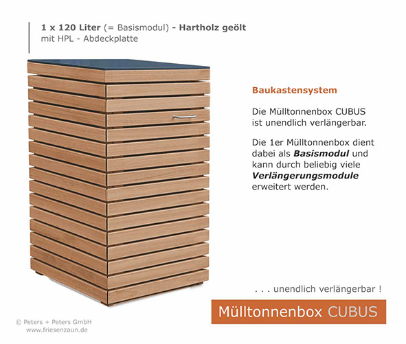 Müllbox CUBUS - Baukastensystem 120 + 240 Liter - unendlich verlängerbar - 2er, 3er, 4er, 5er Müllboxen gestalten