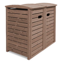 Premium 2er Mülltonnenbox Holz 240 Liter Holz Edelstahlrahmen Müllbox *NEU