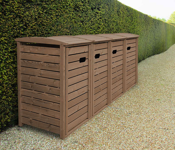 120 + 240 Liter Müllbox STANDARD - asiatische Zeder FSC - braun gebeizt - Mülltonnenboxen Online kaufen - Preisvorteil durch Direktvertrieb.