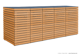 5er Mülltonnenbox CUBUS 120 Liter - für 5 Abfalltonnen 120 Liter - unendlich verlängerbar