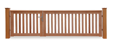 Asymmetrisches Holztor Garten ROOF - FSC Mahagoni Hartholz Holztor Natur