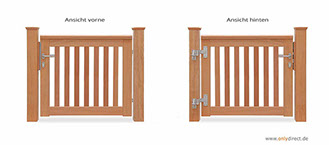 Gartenpforte Holztür Garten - Modell ROOF von OnlyDirect - FSC Mahagoni Hartholz mit Satteldach