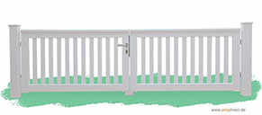 Weißes Holztor ROOF - Gartentor Mahagoni Hartholz (FSC) - Breite 300 cm - Höhe 90 cm - Komplettes Zubehör aus Edelstahl