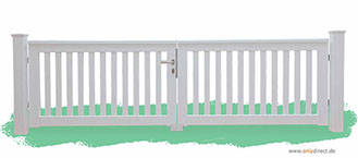 Weißes Holztor ROOF - Gartentor Mahagoni Hartholz (FSC) - Breite 300 cm - Höhe 90 cm - Komplettes Zubehör aus Edelstahl