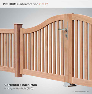 Holzgartentor Doppeltor SWING Mahagoni Natur - Preisvorteil durch günsten Online-Vertrieb.
