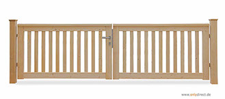 Holztor ROOF - Gartentor nordische Lärche (FSC) - Breite 300 cm - Höhe 90 cm - Komplettes Zubehör aus Edelstahl