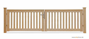 Holztor ROOF - Gartentor nordische Lärche (FSC) - Breite 300 cm - Höhe 90 cm - Komplettes Zubehör aus Edelstahl