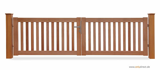 Holztor - Garten CUBE open - FSC Mahagoni Holz - Edelstahl-Zubehör