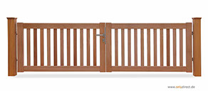 Holztor - Garten CUBE open - FSC Mahagoni Holz - Edelstahl-Zubehör