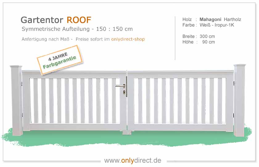 Gartentor ROOF - PREMIUM Holztore aus nordischer Lärche (FSC) oder astfreiem Mahagoni Hartholz (FSC).