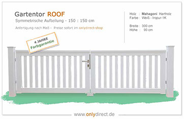 Gartentor ROOF - PREMIUM Holztore aus nordischer Lärche (FSC) oder astfreiem Mahagoni Hartholz (FSC).
