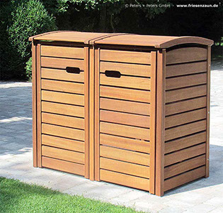 PREMIUM Mülltonnenverkleidung CLASSIC - astfreies Hartholz - Zubehör aus Edelstahl - direkt online kaufen.