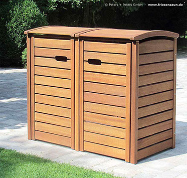 PREMIUM Mülltonnenverkleidung CLASSIC - astfreies Hartholz - Zubehör aus Edelstahl - direkt online kaufen.