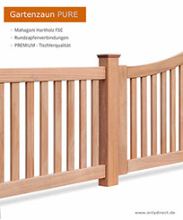 Weißer Gartenzaun - Friesenzaun Mahagoni Hartholz FSC mit Satteldach