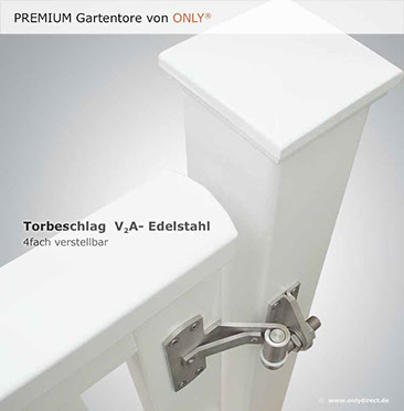 Gartentorbeschlag aus rostfreiem Edelstahl mit 4fach verstellbaren Kloben - Qualität zum fairem Preis.