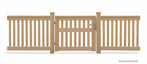 Holztür Garten und Gartenzaun Holz - Gartenpforte CUBE open - Nordische Lärche (FSC) - Zubhör komplett aus Edelstahl.