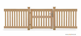 Holztür Garten und Gartenzaun Holz - Gartenpforte CUBE open - Nordische Lärche (FSC) - Zubhör komplett aus Edelstahl.